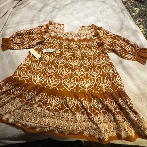 HAPPY NATURE Bohemian Floral Embroidered Dress